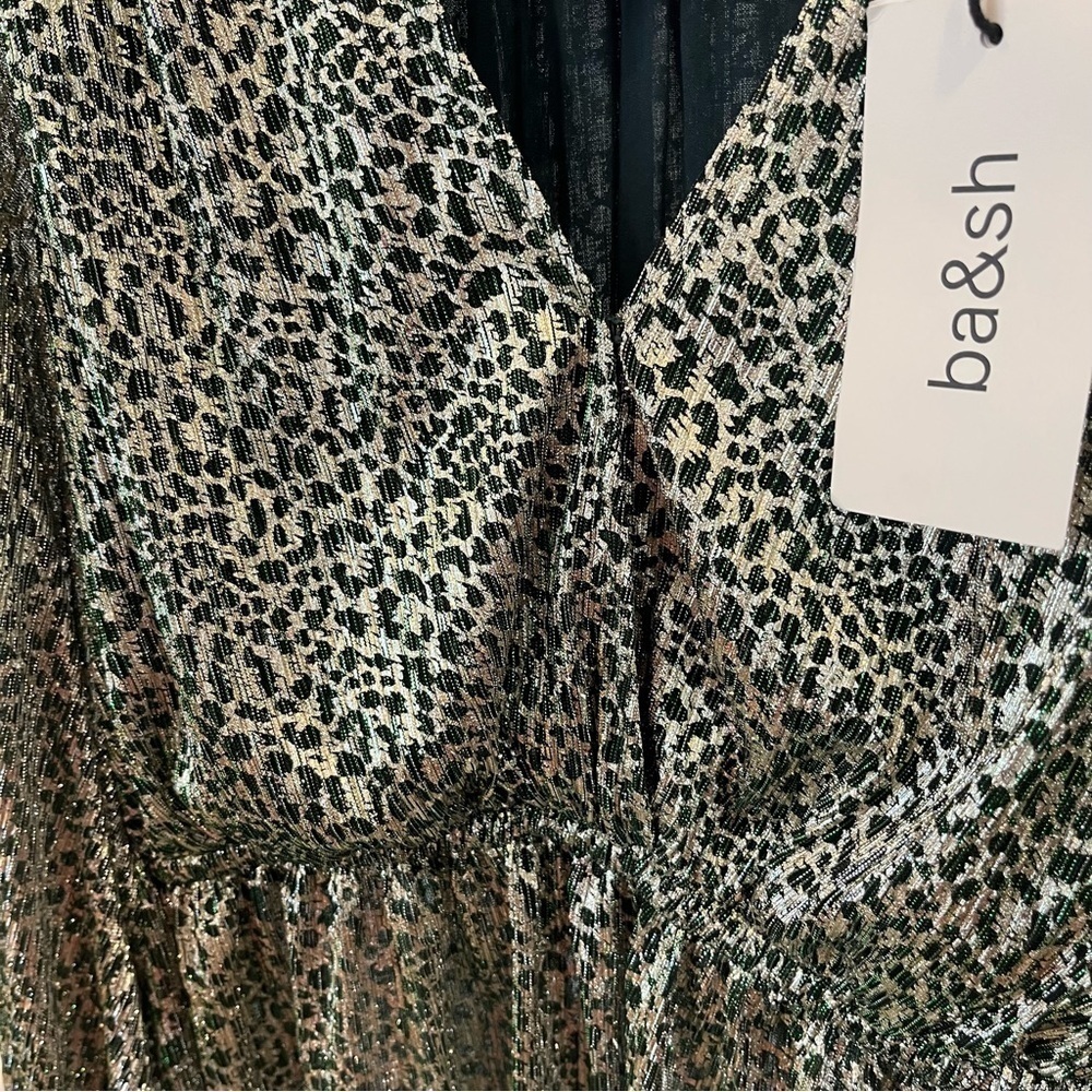 NWT ba&sh Caitlin Green and Metallic Gold Top - Picture 11 of 16